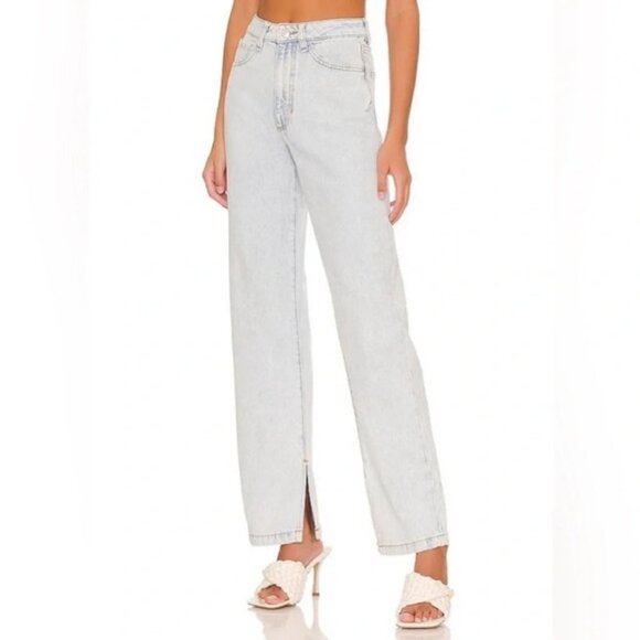 WeWoreWhat Mom Slit Straight Light Denim Jeans Women's size 31 high waisted - Picture 3 of 12